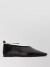 Jil Sander Leather Ballerina Flats Pointed Toe Ankle Strap In Black