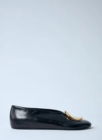Jil Sander Leather Ballerina Pumps In Black