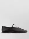 Jil Sander Leather Ballerinas Embellished Strap Flat Sole Pointed In Black