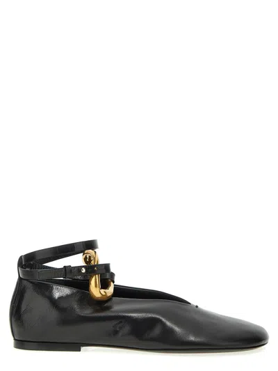 Jil Sander Leather Ballerinas In Black