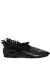 Jil Sander Leather Ballet Flats In Black