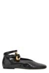 Jil Sander Pointed Toe Flat Shoes With Gold-tone Buckle Detail