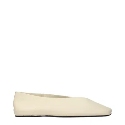 Jil Sander Leather Ballet Ballet Flats In Neutral
