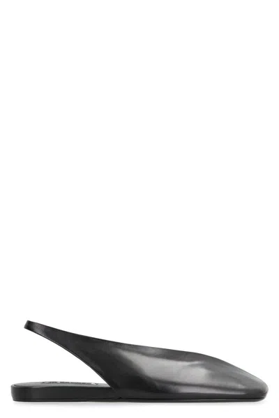 Jil Sander Leather Ballet Flats In Black