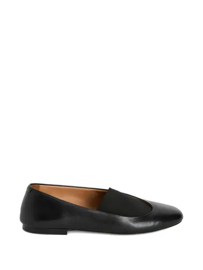 Jil Sander Leather Ballerina Shoes Contrast Panel Detail In Black