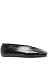 Jil Sander Square-toe Leather Ballerina Shoes In Black