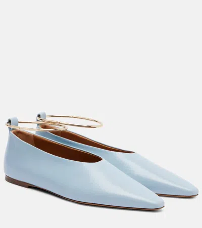 Jil Sander Leather Ballet Flats In Blue