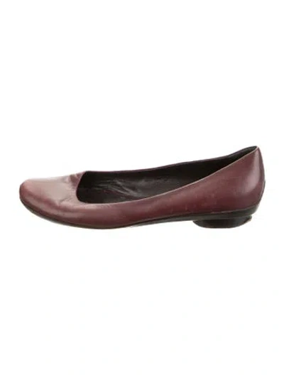 Pre-owned Jil Sander Leather Ballet Flats In Burgundy
