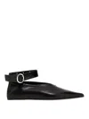Jil Sander Strap Leather Ballet Flats In Negro