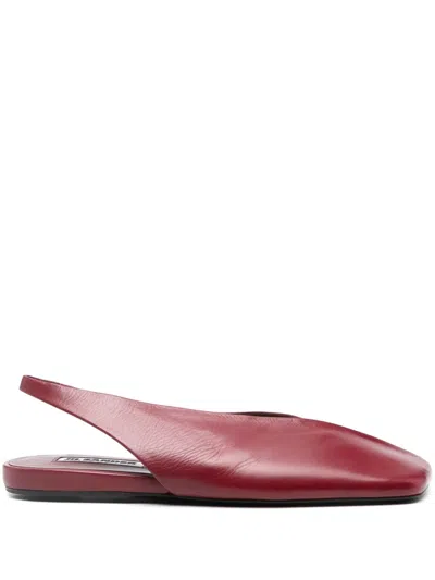 Jil Sander Leather Ballet Flats In Red