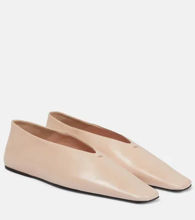 Jil Sander Leather Ballet Flats In Rose
