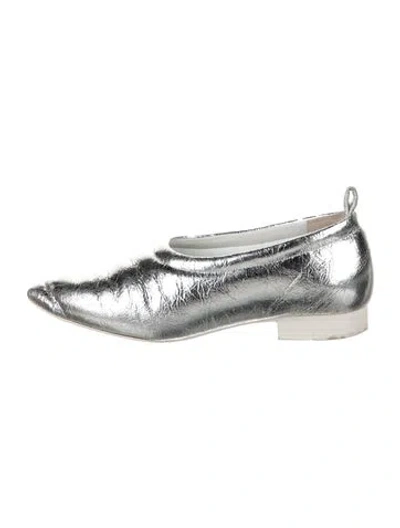 Pre-owned Jil Sander Leather Ballet Flats In Silver