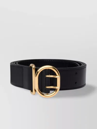 Jil Sander Leather Belt Adjustable Gold-tone Buckle In Black