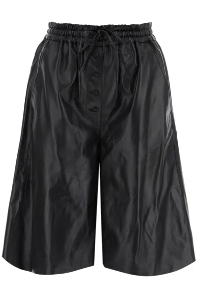 Jil Sander Lambskin Leather Bermuda Shorts In Black