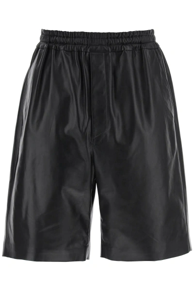 Jil Sander Leather Bermuda Shorts For In Black
