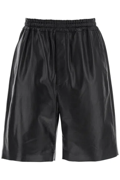 Jil Sander Leather Bermuda Shorts For In Nero