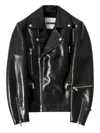 Jil Sander Leather Biker Jacket In Black