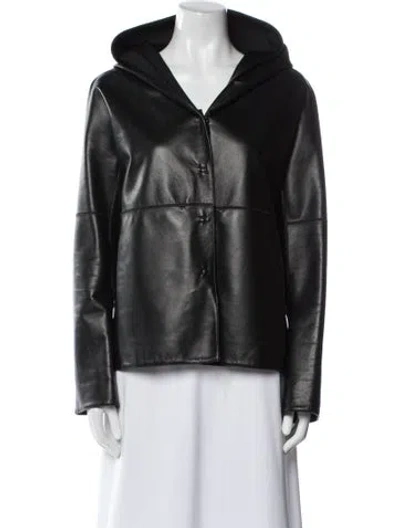 Pre-owned Jil Sander Leather Biker Jacket In Black