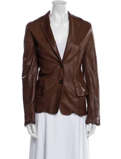 Pre-owned Jil Sander Leather Blazer In Brown