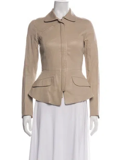 Pre-owned Jil Sander Leather Blazer In Brown