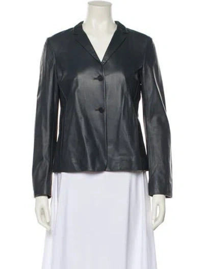 Pre-owned Jil Sander Leather Blazer In Gray