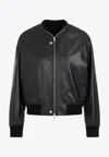 Jil Sander Leather Bomber Jacket In Black