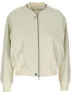 Jil Sander Leather Bomber Jacket Casual Jackets And Parka White In Neutrals