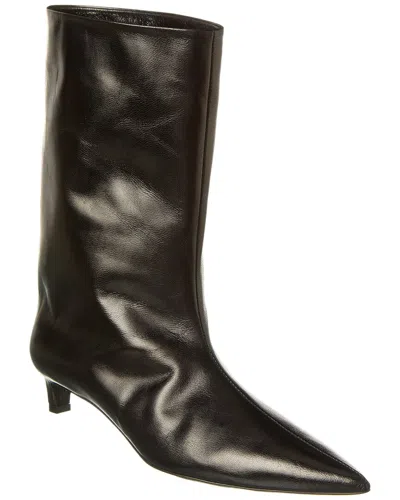 Jil Sander Leather Bootie In Black
