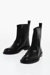 Jil Sander Leather Bootie With Stretchy Insert In Black