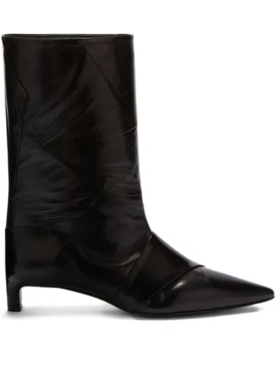Jil Sander Leather Boots In Black