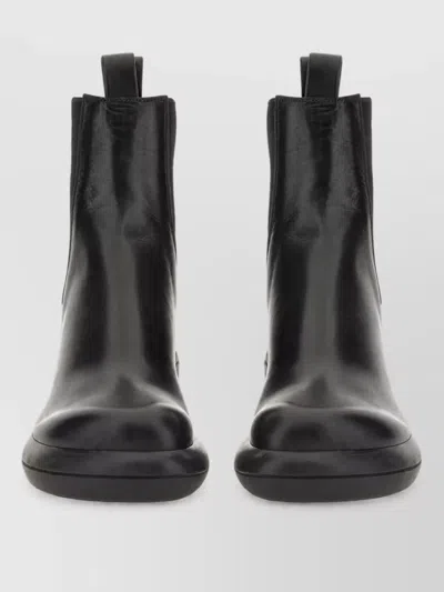 Jil Sander Leather Boots In Black