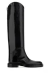 Jil Sander Asymmetric Leather Boots In Black
