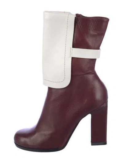 Pre-owned Jil Sander Leather Boots In Burgundy