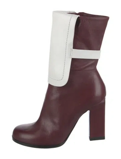 Pre-owned Jil Sander Leather Boots In Burgundy