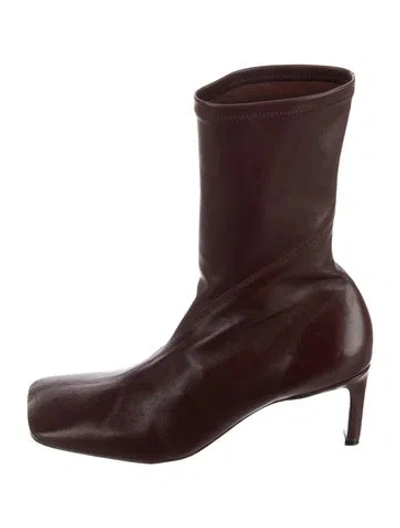 Pre-owned Jil Sander Leather Boots In Burgundy