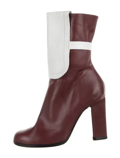 Pre-owned Jil Sander Leather Boots In Burgundy