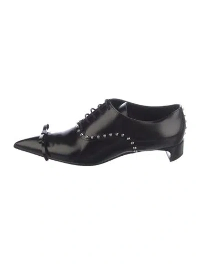 Pre-owned Jil Sander Leather Bow Accents Oxfords In Black