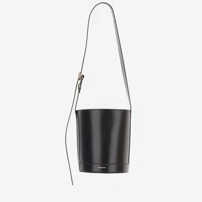Jil Sander Leather Bucket Bag In Black