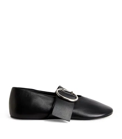 Jil Sander Leather Buckled Ballet Flats In Black