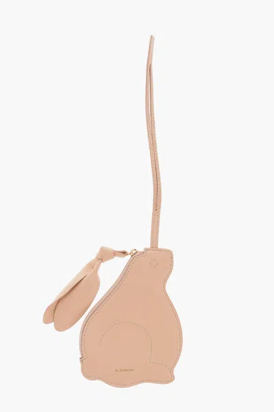 Jil Sander Leather Bunny Mini Pouch In Beige