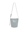 Jil Sander Leather Cannolo Bucket Bag In Gray