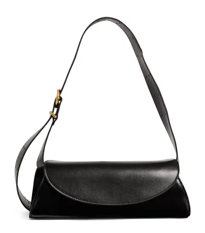 Jil Sander Leather Cannolo Shoulder Bag In Black