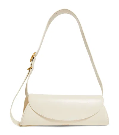 Jil Sander Cannolo Small Leather Shoulder Bag In Off-white
