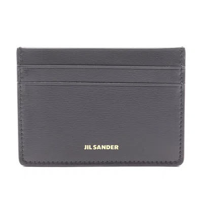 Jil Sander Leather Card Case Black In Gray