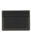 Jil Sander Black Leather Card Holder With Contrasting Stitching In Black