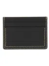 Jil Sander Black Leather Card Holder With Contrasting Stitching In Black
