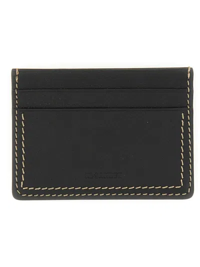 Jil Sander Leather Card Holder In Black