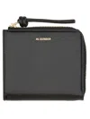 Jil Sander Leather Wallet Featuring Wrist Strap In Black