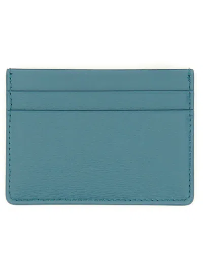 Jil Sander Leather Card Holder In Blue