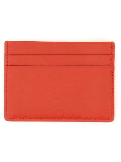 Jil Sander Leather Card Holder In Red